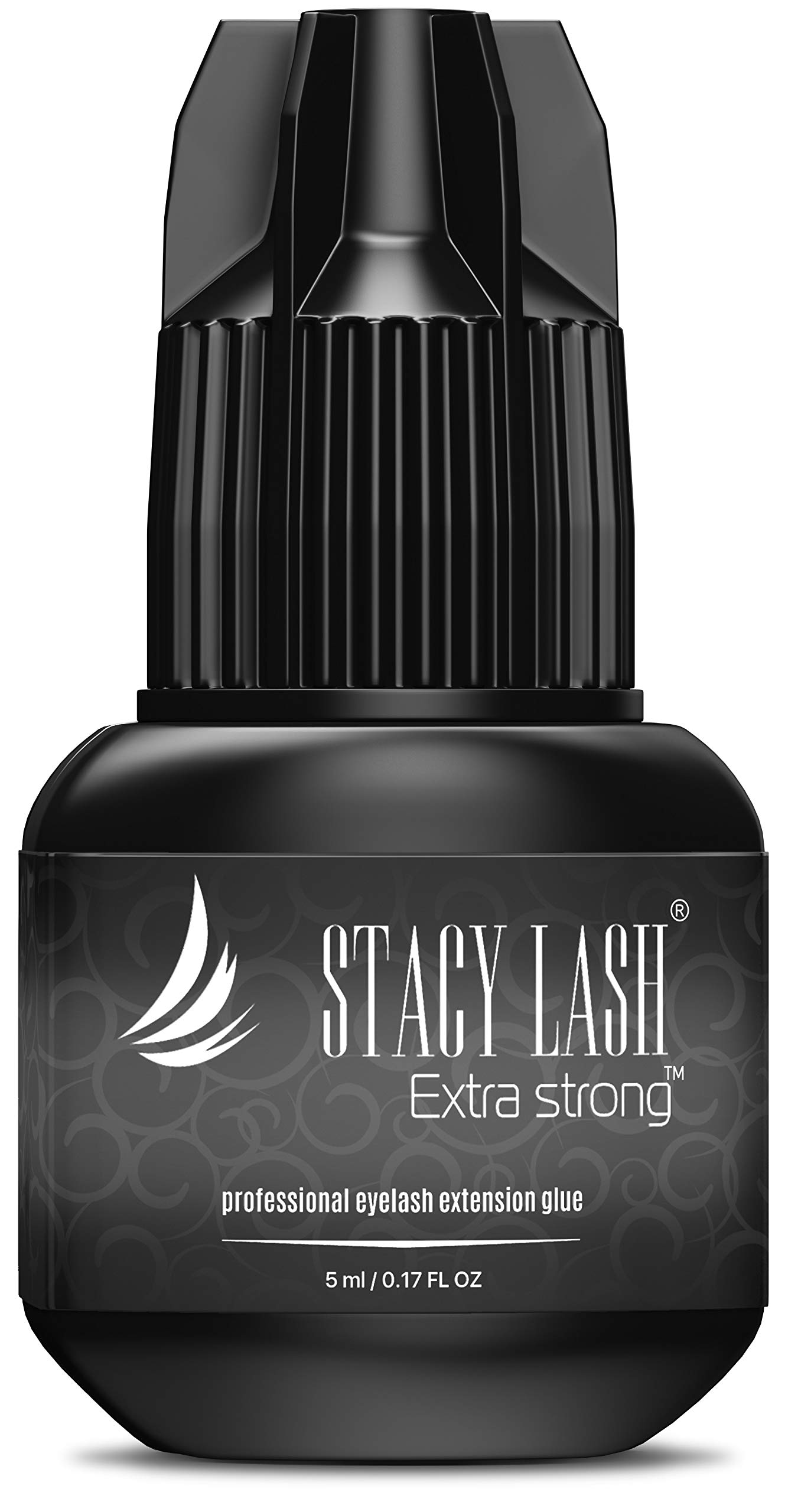 Extra Strong Eyelash Extension Glue - Stacy Lash (0.17fl.oz / 5ml) / 0.5-1 Sec Drying time/Retention – 7 Weeks/Maximum Bonding Power/Professional Use Only Black Adhesive/for Semi-Permanent Extensions