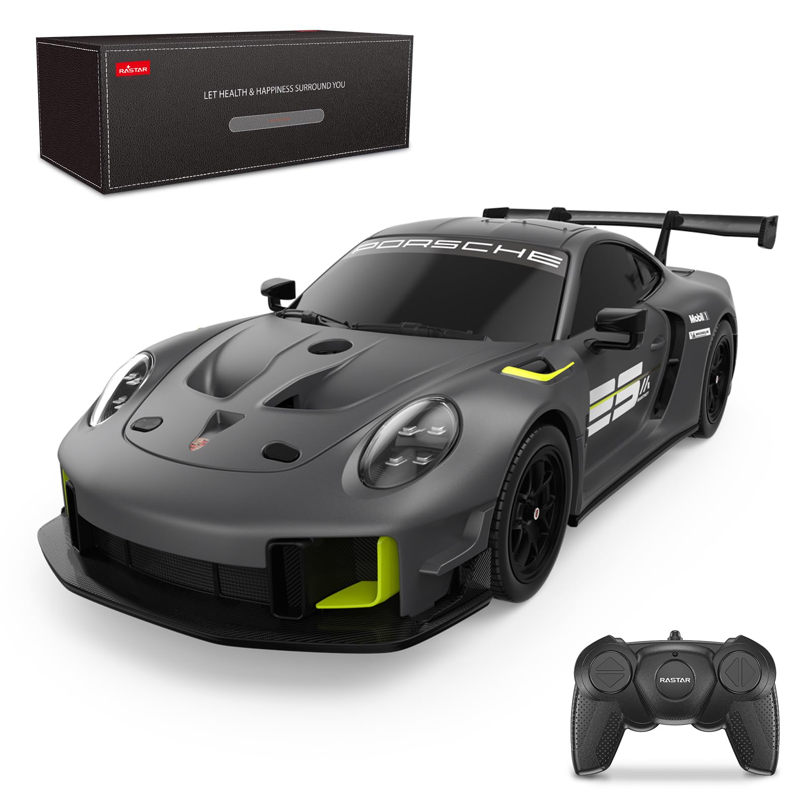 RASTAR Porsche 911 GT2 RS Model Car, 1:24 Scale RC Porsche 911 GT2 RS Clubsport 25 Remote Control Car for for Kids Adults, RC Sports Supercar Grey
