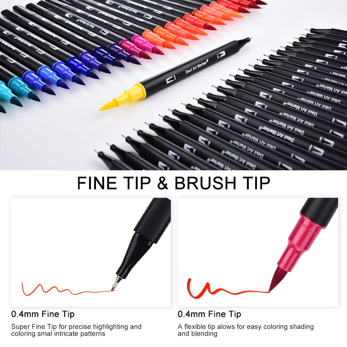 Southsun Art Dual Tips Coloring Brush Fineliner Color Pens, 72 Colors of Water Based Planner Pens for Calligraphy Drawing Sketching Coloring Book Bullet Journal Art Projects, Back to School Supplies