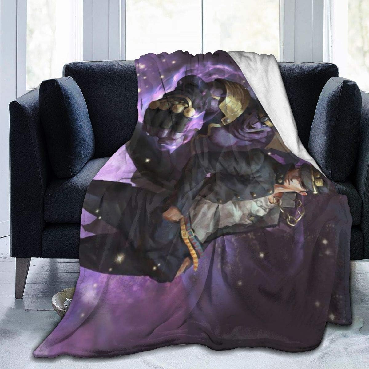 Flannel Fleece Throw Blanket for Fall Living Room Floor, Ultra Cozy JoJo's Bizarre Adventure Jotaro Kujo Galaxy Art Personalized Throw, Thick Hypoallergenic 60 x 50 Inch