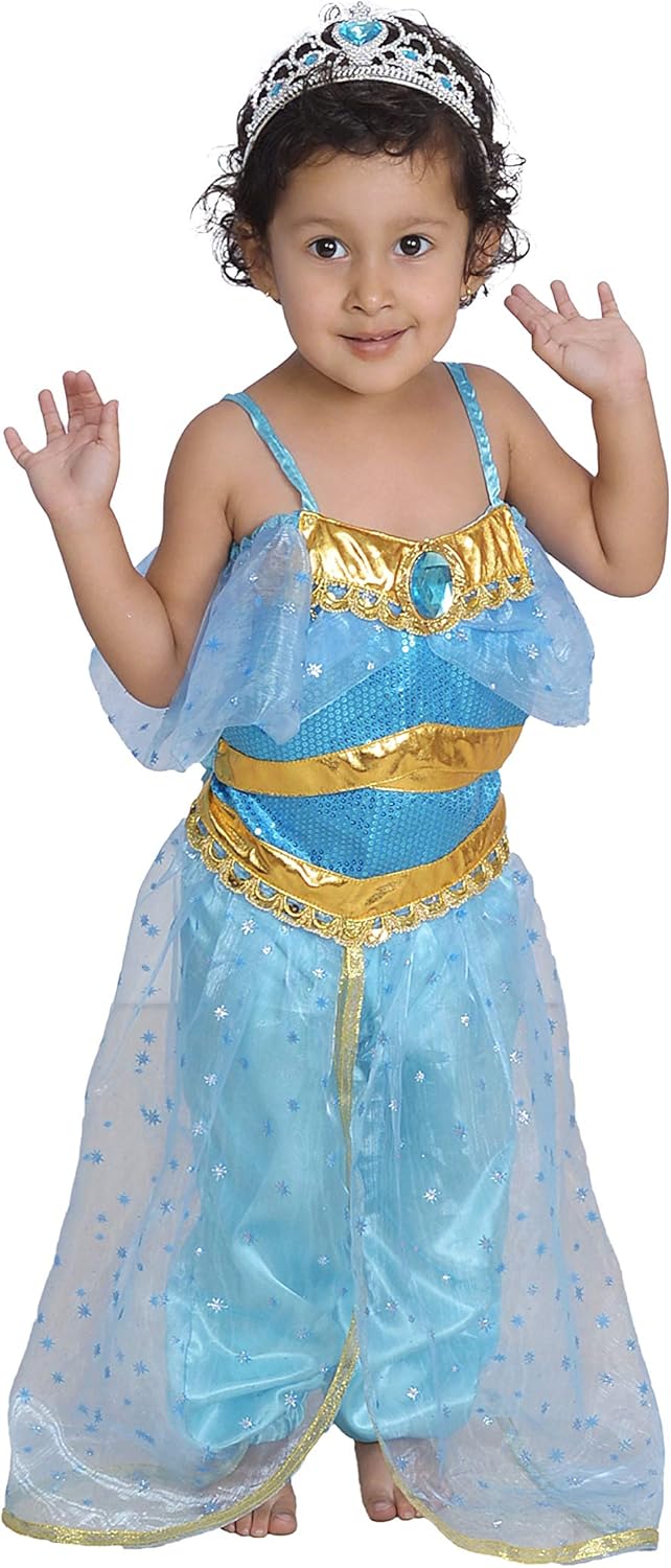Jasmine Costume Princess Full Set with Tiara Size T S M L 2 3 4 5 6 7 8
