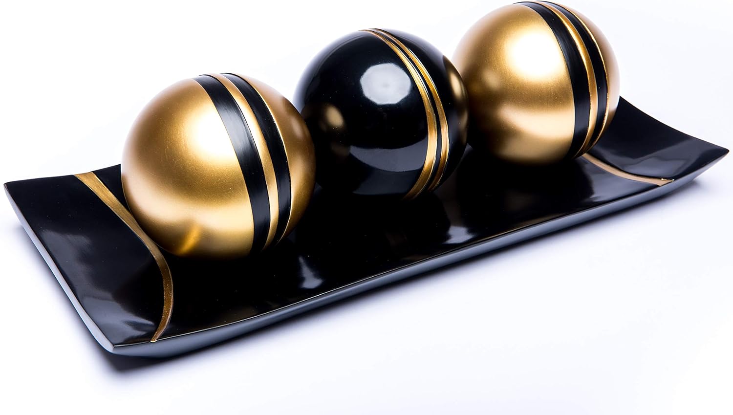 Set of 3 Home Decor Orbs Balls and Tray Coffee Table