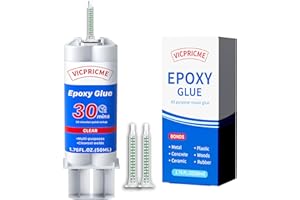 VICPRICME Plastic Glue, Clear Epoxy Glue Ideal for Repairing Plastic, Metal, Ceramics, Wood, Fishing rods, Golf Clubs, and More 30-Minute Fast Setting Optimal Cold Welding Bonding (1)