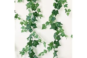 Dallisten 3 Strands Odorless Artificial Ivy Vines Kit, 71" Silk Ivy Garland with Green Leaves, Fake Hanging Plants Greenery Decoration for Bedroom, Windows, Walls, Wedding, Outdoor Decor (Green)