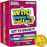QUOKKA Who Knows Better? - Set 4 in 1 - Family Card Trivia Game | Fun Learning & Educational Questions for Families | Suitabl