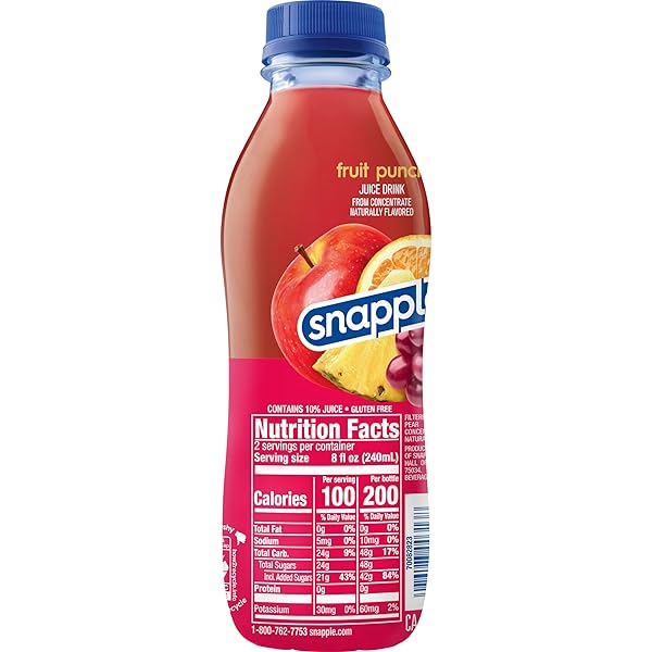 SNAPPLE FRUIT PUNCH JUICE DRINK, 16 FL OZ RECYCLED PLASTIC BOTTLE, PACK OF 12