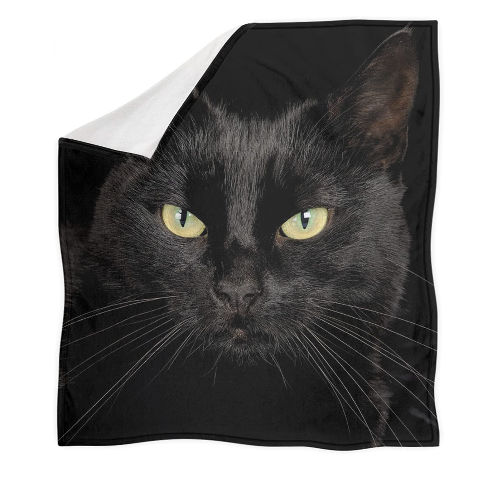 Jndtueit Cute Black Cat Print Throws Blanket for Sofa, Office Naps, Couch, Bed, All Season Fleece Flannel Plush Bedding Blanket Super Soft and Cozy Qulits Blanket, S - 35 x 47Inch