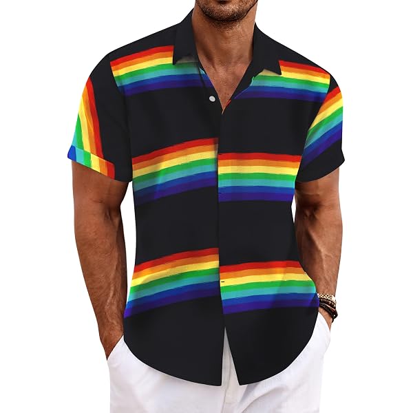 SOLY HUX Men's Summer Eyelet Embroidery Button Down Shirt - Casual Short Sleeve Vacation Top - View #7