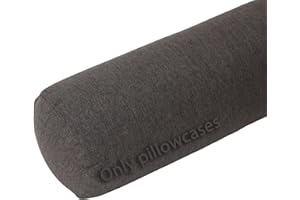 Linen Neck Roll Pillowcase Cylinder Bolster Pillowcase with Zipper, (Cover Only),Breathable Round Cervical Pillow Cover, Wash