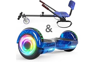 SISIGAD Scooter Seat Attachment, 6.5'' Self Balancing Scooters Go Kart with Bluetooth and LED Lights,Kids Boys Girls Adults