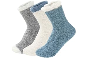 Century Star Womens Fuzzy Fluffy Cozy Warm Super Soft Slipper Socks Microfiber 3-8 Pairs Home Socks For Christmas