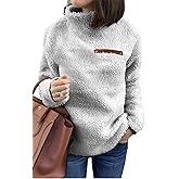 onlypuff Sherpa Pullover Hoodies for Women Fuzzy Sweatshirt Ladies Winter Warm Tops