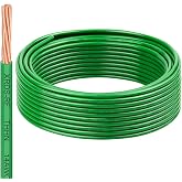 14 AWG THHN Stranded Bare Copper Wire 25FT Green Grounding Wire, Electrical Wire, 600V Rated Building Wire, Ideal for Panel Wiring, Grounding, Lighting Circuits, Control Systems