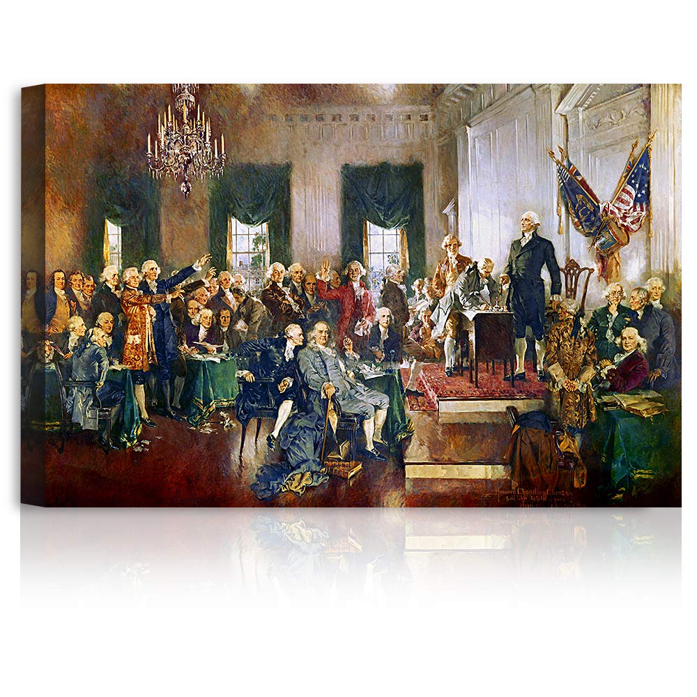 A&T ARTWORK Scene at the Signing of the Constitution of the United States The World Classic Art Reproductions, Giclee Canvas Prints Wall Art for Home Decor, 30x20 inches