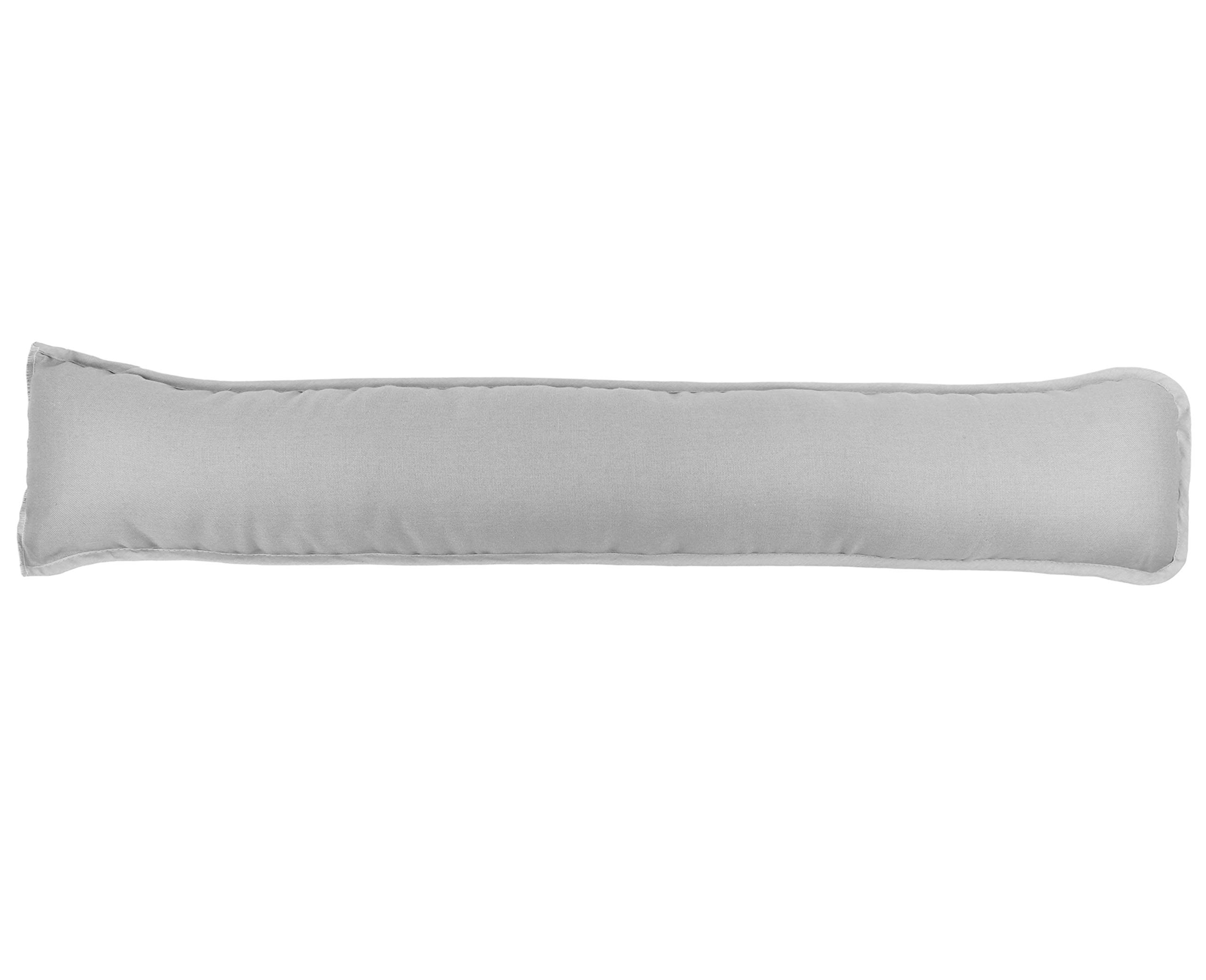 Door Drafts Stopper Stops Cold Air Wind Drafts From Door Window Bottom 90x18 cm Decorative Fabric Draught Excluder Hollowfibre Filled (Pack of 1 Silver)