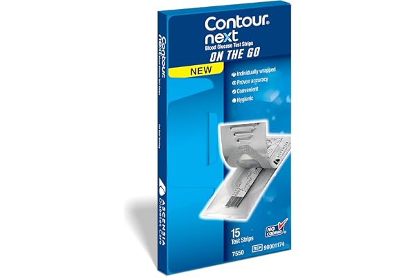 Contour Next Blood Glucose Test Strips for Diabetes – 15 Ct (1 Pack) – Accurate, No Coding, Second-Chance Sampling, Easy Blood Sugar Testing Strips On the Go, Works with All Contour Next Meters