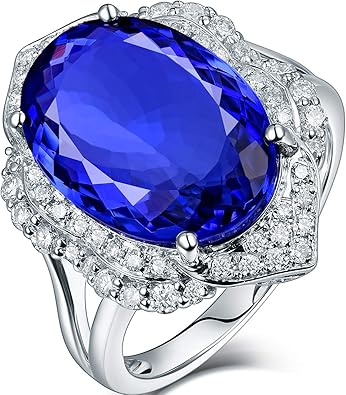 Genuine Tanzanite Engagement Wedding Ring with Diamonds in 14K Yellow White Gold Gifts for Woman