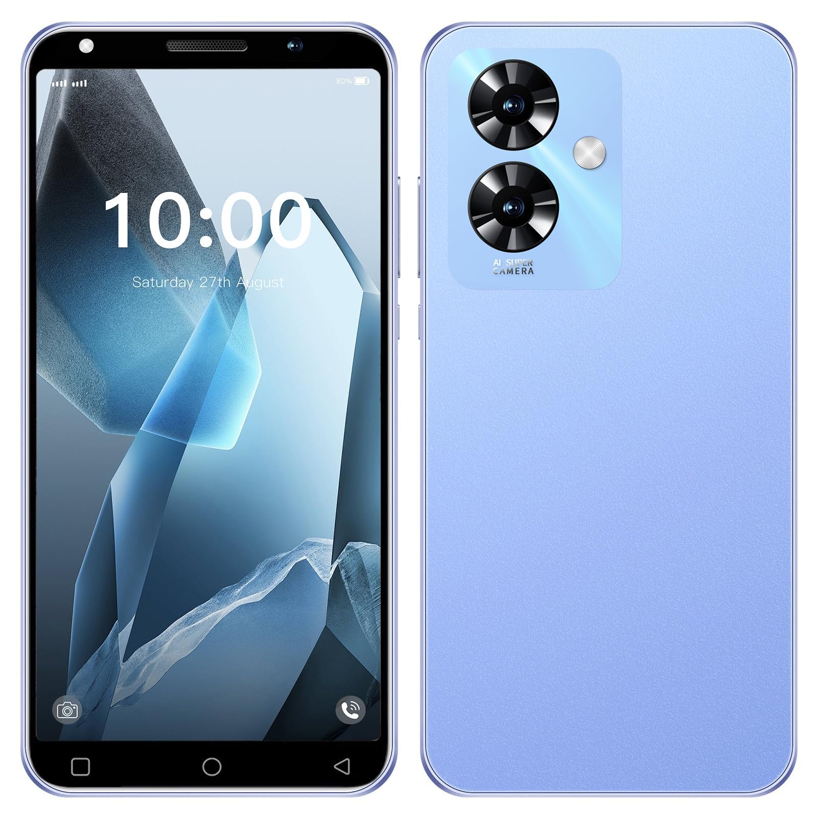 LilCost Note 60 Smartphone, 16GB ROM,128GB Extension,Dual SIM, 5.0'' HD Display with 3500mAh Battery and Dual Camera,Support WiFi/Bluetooth/Face Unlock Android Phone (Blue)