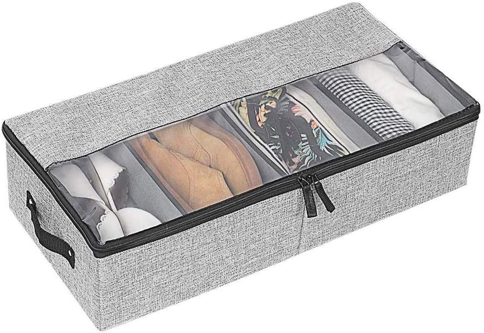 Odibess Shoe Storage, Underbed Shoe Storage, Multifunction Foldable Shoe Storage Box with Transparent Window and Removable Velcro Dividers Organizer for Shoes Storage Clothing Organization(Gray)