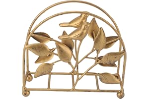 Metal Napkin Holder, Rustic Leaf Bird Tissue Holder with Open Design for Cocktail Farmhouse Home Kitchen Dining Table Decor V