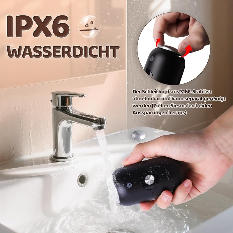 Hornhautentferner Elektrisch, Hornhaut Entfernen Fuß Elektrisch mit 2 Edelstahl-Schleifköpfen, Pediküre Set – zur Entfernung von Rissen, toter Haut & Hornhaut (Schwarz)