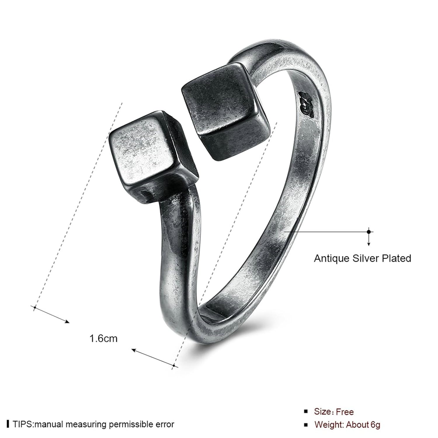 Amazon Daesar Silver Plated Ring for Women Rectangular Promise