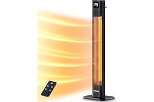 VAGKRI Outdoor Heater, 1s Instant Heating 42in Infrared Patio Heaters, 9 Heat Levels, 24H Timer, IPX5 Waterproof Electric Patio Heaters for Garden, Deck, Restaurant, Garage, Indoor & Outdoor Use