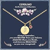 CERSLIMO Birthday Gifts for Her Birth Flower Necklaces, 18K Gold Plated Dainty Birth Month Floral Birthstone Disc Coin Pendant Necklaces | Women Wildflower Jewelry Gifts for Valentines Anniversary