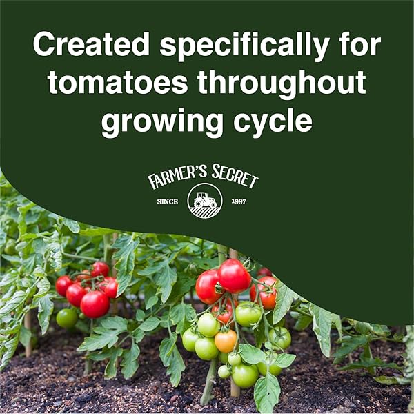 FARMER’S SECRET TOMATO BOOSTER FERTILIZER (8OZ) – SUPER CONCENTRATED – 3:8:7 RATIO FORTIFIED WITH HUMIC ACID, IRON AND CALCIUM – GROW MORE TOMATOES