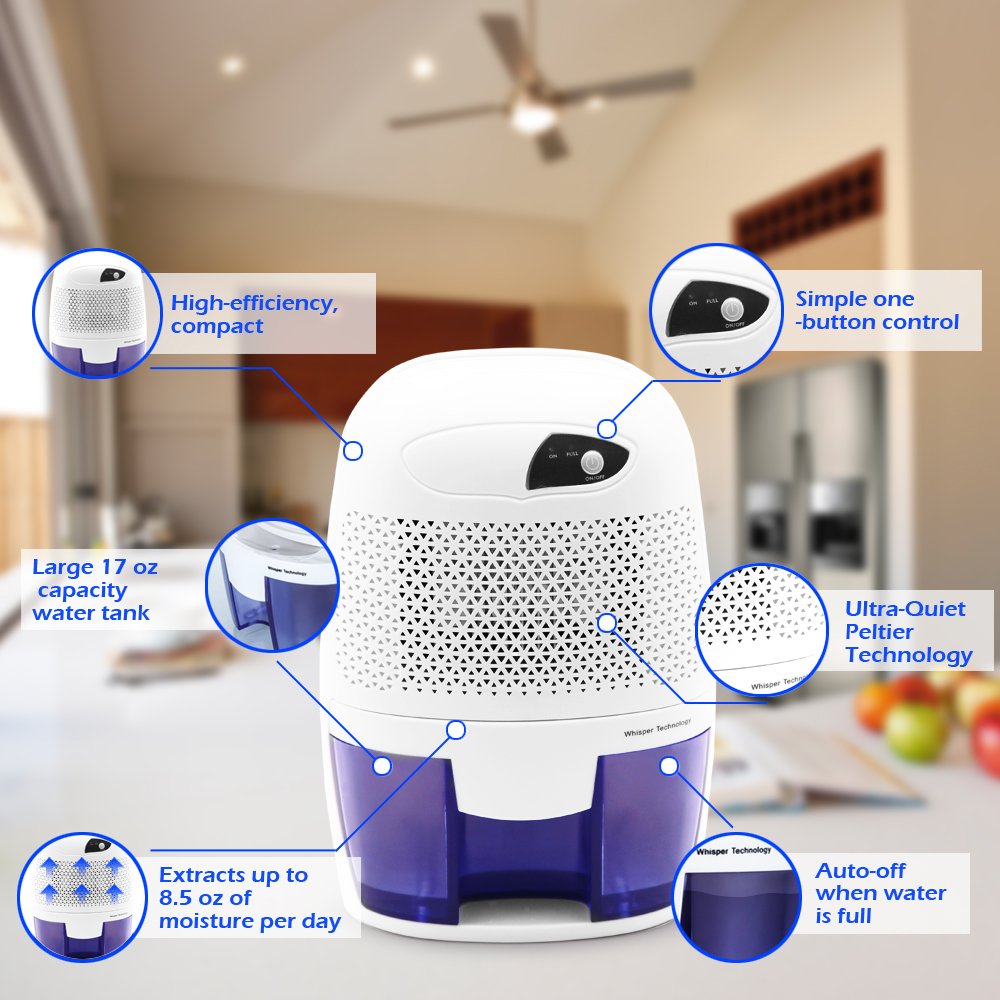 Afloia Mini Dehumidifier for Room Quiet Small Dehumidifier for Home Mini Air Dehumidifiers for Bathroom 17ounce Dehumidifier Office