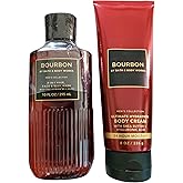 Bath & Body Works Men's Bourbon 3-in-1 Hair, Face & Body Wash Shower Gel and Body Cream 2 Piece Set