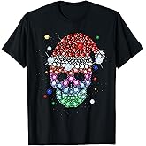 Sugar Skull with Santa Hat Merry Christmas Pajama Xmas T-Shirt
