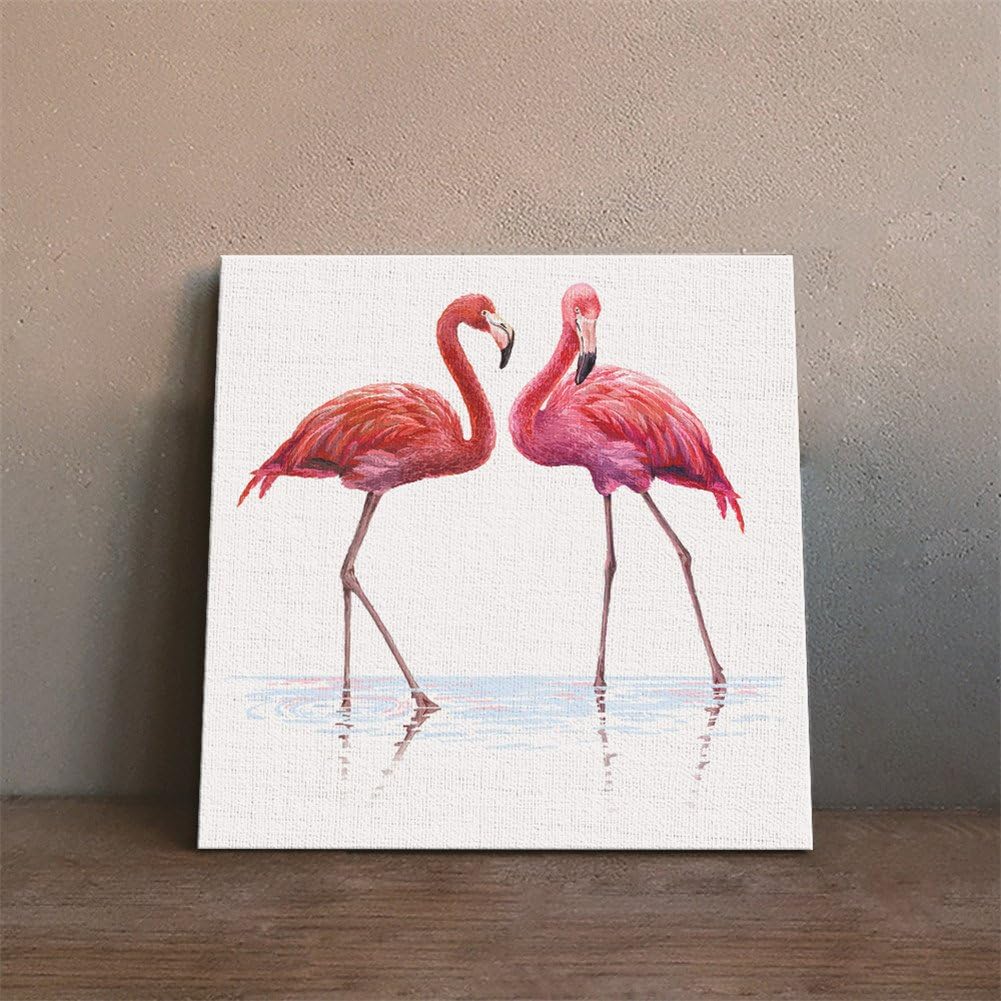 Amazon Yanqiao 油絵 二匹フラミンゴがいる 壁紙 おしゃれ 壁飾り 縁額付きません ウォールステッカー オンライン通販