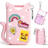 Juome Silicone Case for Touchland Hand Sanitizer Spray with Keychain & Charms, Cat Protective Holder Compatible with Touchland Power Mist & Glow Mist 1 FL Oz/30ML, Travel Cover Sleeve Accessory (Pink)