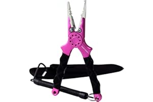 CRAZY SHARK Professional Saltwater/Fresh Water Aluminum Fishing Pliers Tungsten Carbide Cutters Hook Remover with Sheath and Lanyard