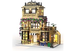 MINDBOX City Cafe Building Block Set, Coffee Shop City Street House Construction Toy for Adult & Teens 14+,1413pcs Mini Bricks with LED