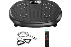 HVX Vibration Plate Exercise Machine, Vibrating Fitness Platform for Lymphatic Drainage, Full Body Shaker Workout Equipment, Bluetooth Music Shaping Vibrate Plate, Board Sport for Home Exercise Gym, Black