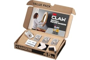 3M CLAW(TM) 45 lb. Drywall Picture Hanger With Spot Markers, Heavyweight Hanging Solution for Room Decor and Office Decor, Including Mirrors or Large Art – 4 Count (Pack of 1)