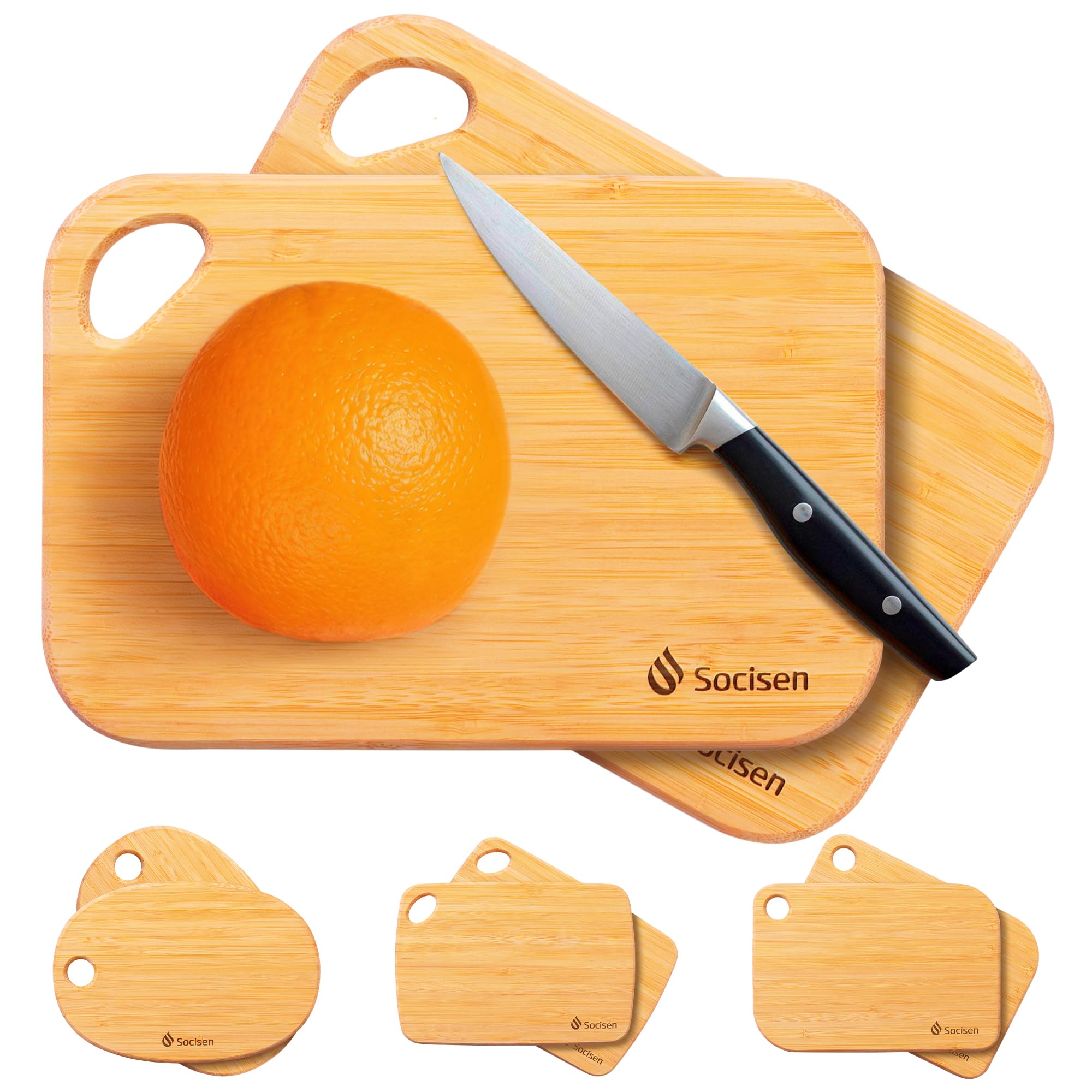 Photo 1 of 2 Packs Small Bamboo Wood Cutting Board for Kitchen 8.6" x 6" Mini Wooden Charcuterie Boards Lightweight Chopping Board Non Toxic Serving Board Tiny Chef Set Camping Fruit Lemon Sandwich Cheese Board