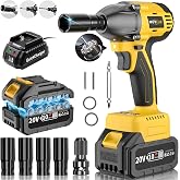 Muylux 4.0Ah Battery Cordless Impact Wrench, Brushless 1/2 Impact Gun, 320Ft-lbs(430N.m) 20V High Torque Power Impact Driver, Electric Impact for Car Home