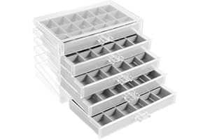 IFOKA Acrylic Rock Collection Display Case, 5 Drawers, 90 Grid Storage Compartments, Collection Storage Organizer