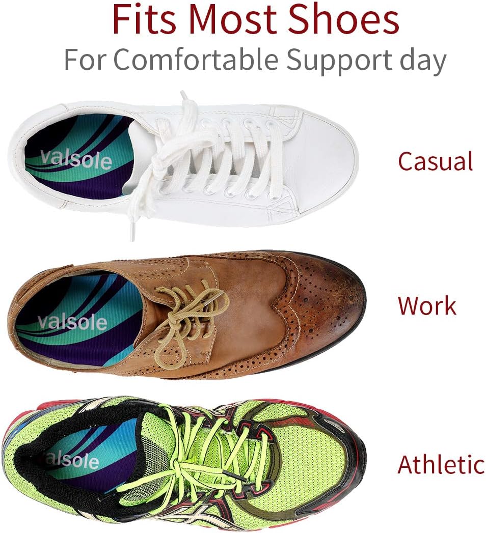 VALSOLE 3/4 Length Plantar Fasciitis & Arch Support Shoe Inserts Insoles for Men & Women – Best Original Orthotics for Flat Feet, Over-Pronation, High Arch//All-Day Relief Heel Spur Pain: Health & Personal Care