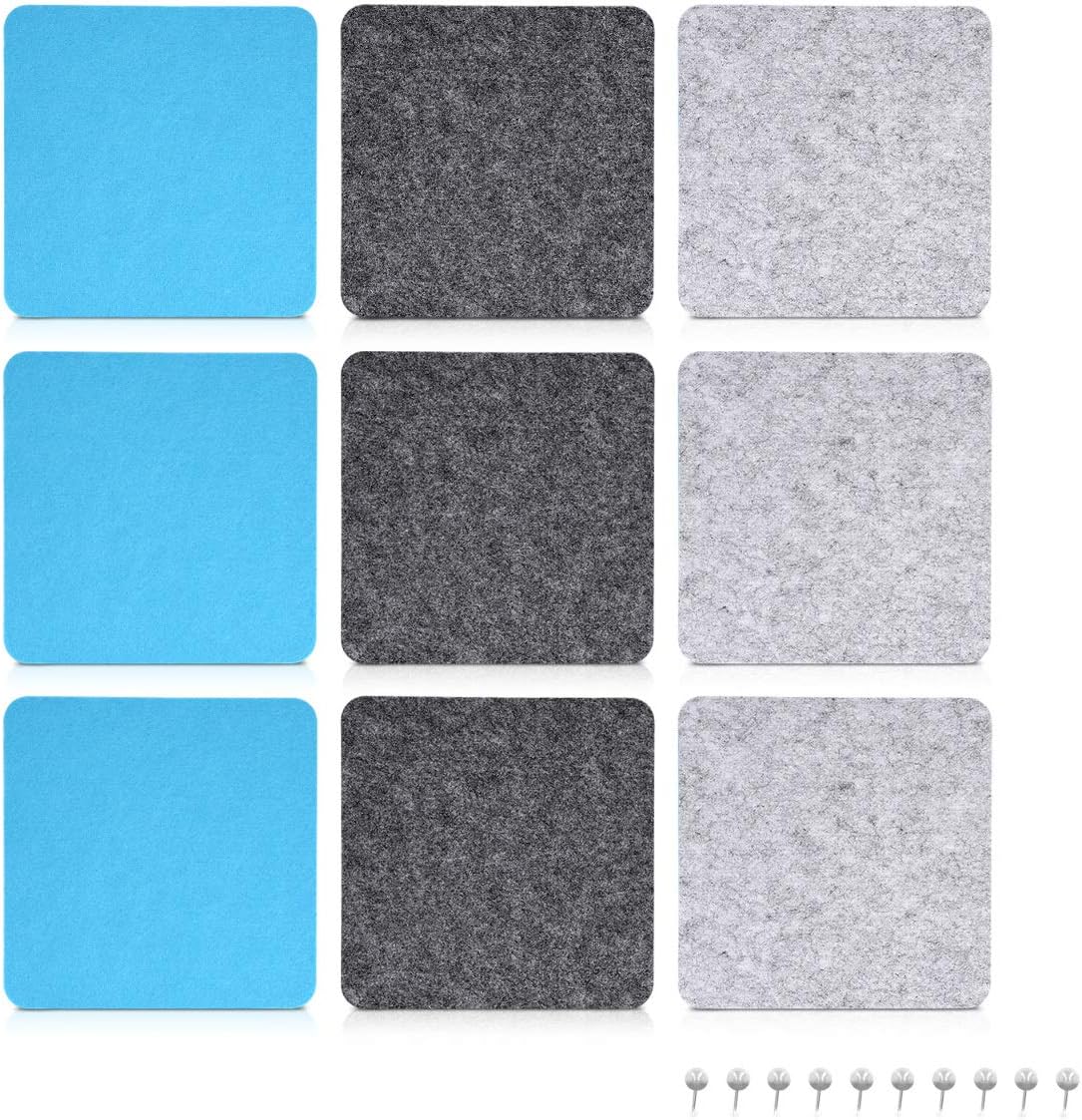 Navaris Square Felt Board Tiles Set of 9 Notice Bulletin