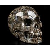 Skullis 5.0” Que Sera Stone Crystal Skull, Hand Carved Gemstone Fine Art Sculpture, Reiki Healing Stone Statue.3399.
