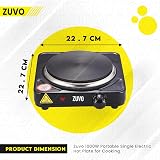 Zuvo 1500W Single Hot Plate Portable Electric Hob Cast Iron Ring 22.7cm view 2