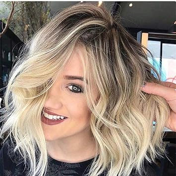 Amazon Com Lataw Short Bob Wigs Mix Colors Gold Gradient Wavy