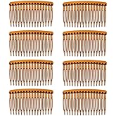 Provone 8pcs Vintage Hair Combs Plastic Side Hair Combs With 16 Teeth For Fine Hair Accessory For Women Girls (Brown)