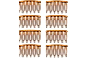 Provone 8pcs Vintage Hair Combs Plastic Side Hair Combs With 16 Teeth For Fine Hair Accessory For Women Girls (Brown)
