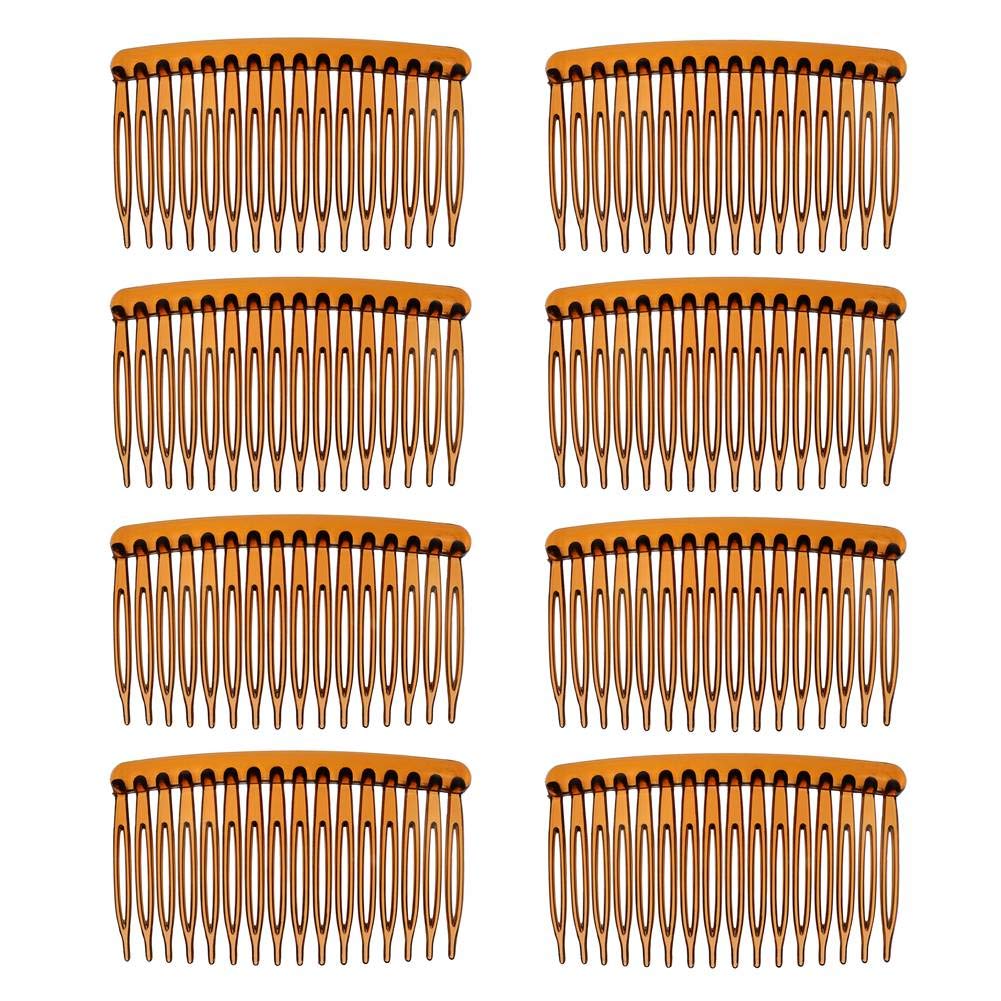 DaricowathX 8-Piece Hair Comb Set - Slides, Plain & Clear Combs (Tortoise, Coffee)