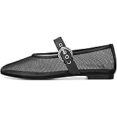 MICIFA Leopard Mesh Ballet Flats for Women Round Toe Mary Jane Buckle Flats Fall Comfortable Casual Dress Shoes